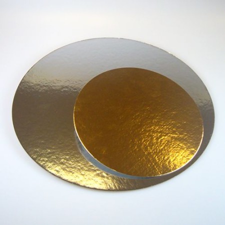 Cake Board - 1 mm Stärke - Ø26 cm - Silber Gold - 3 Stück