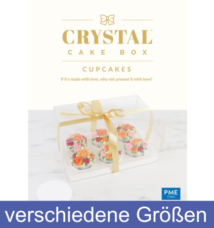 Crystal Cake Box Cupcakes - Durchsichtige Cupcakebox mit Goldschleife