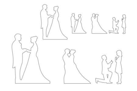 Patchwork Cutters Wedding Silhouette Set Hochzeit Silhouetten Ausstecher