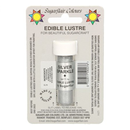 Glanzpuderfarbe - Sugarflair Edible Lustre - Silver Sparkle