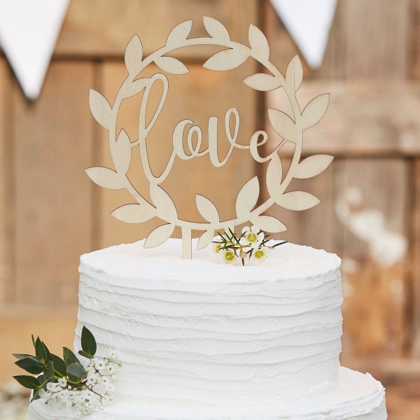 Ginger Ray Wooden Cake Topper Love Rustic Country